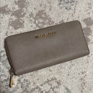 Michael Kors Taupe Zip-Around Wallet